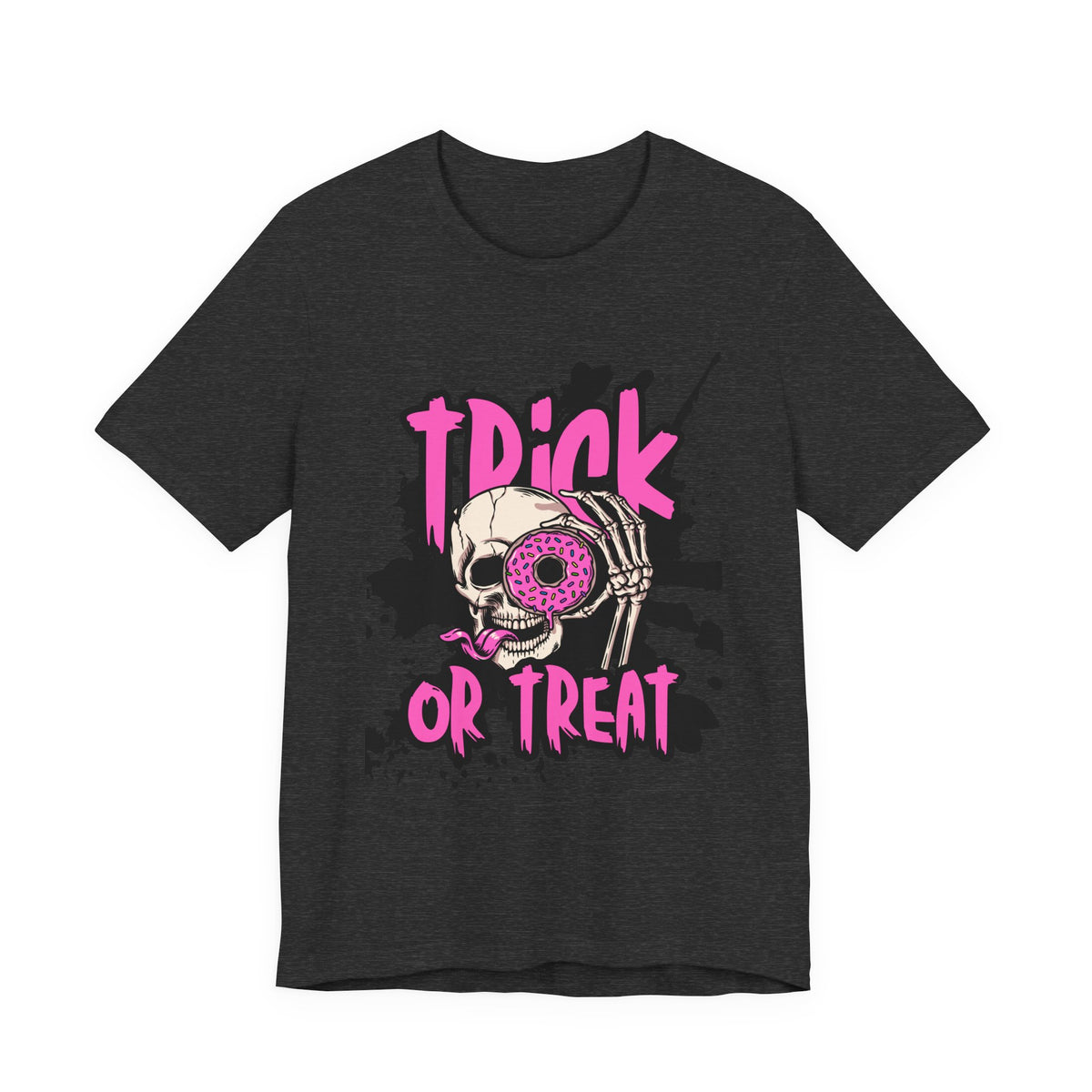 Halloween Skull Donut Tee — "Trick or Treat" Graphic T-Shirt