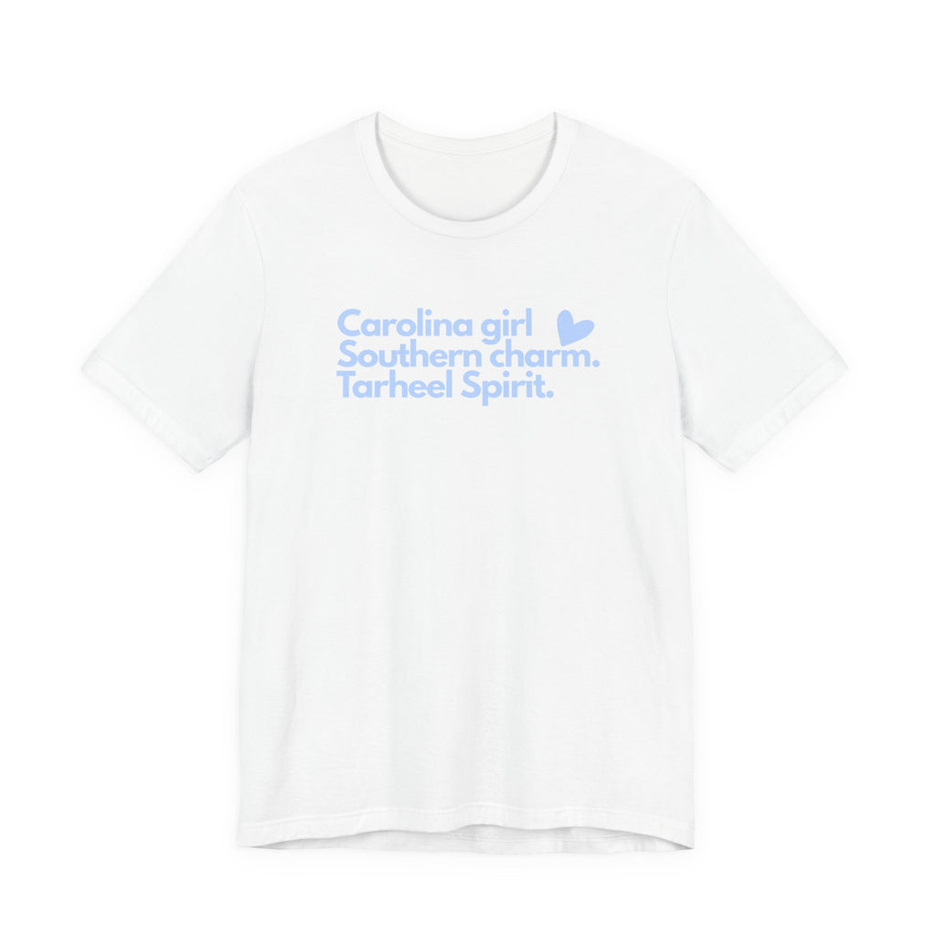 Tarheel Spirit Tee - "Carolina girl Southern charm" Light Blue Graphic T-Shirt