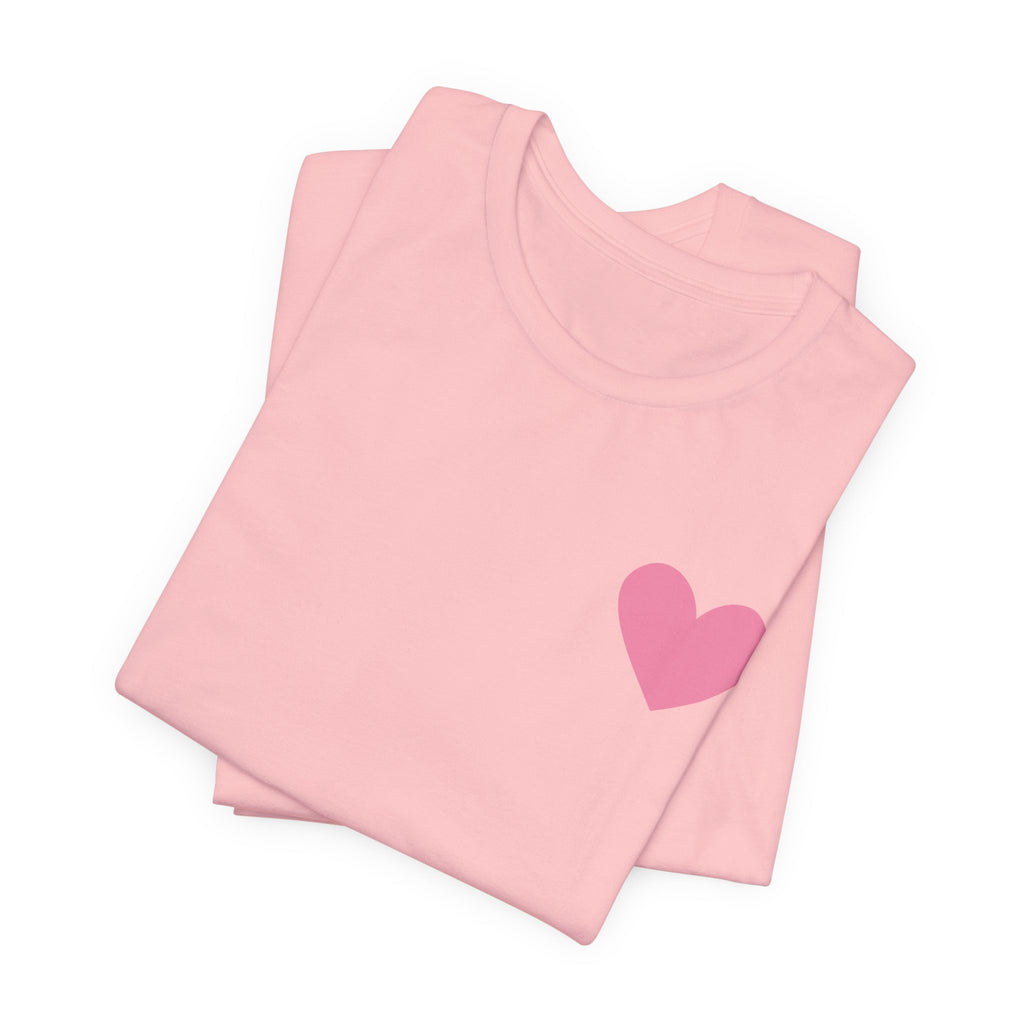 Romance Reader Book Club Tee — Pink Heart Chest & Back Graphic Shirt