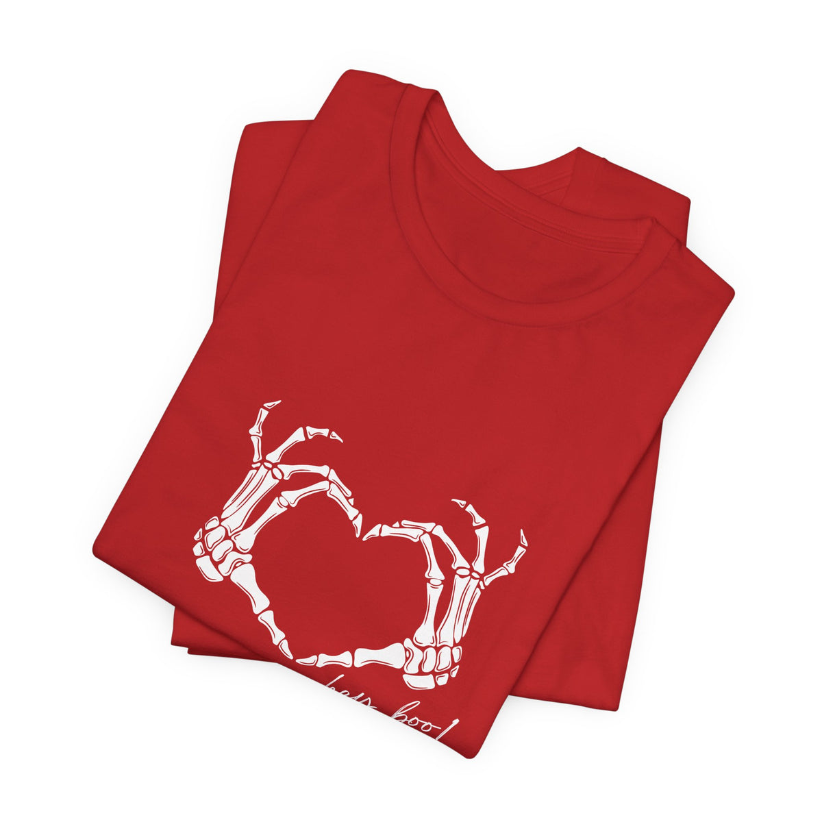 Skeleton Hands Heart T-Shirt — "Hey, Boo!" Gothic Halloween Tee