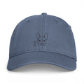 Washed Cotton Cap with Minimal French Bulldog Outline — Coastal Casual Dad Hat