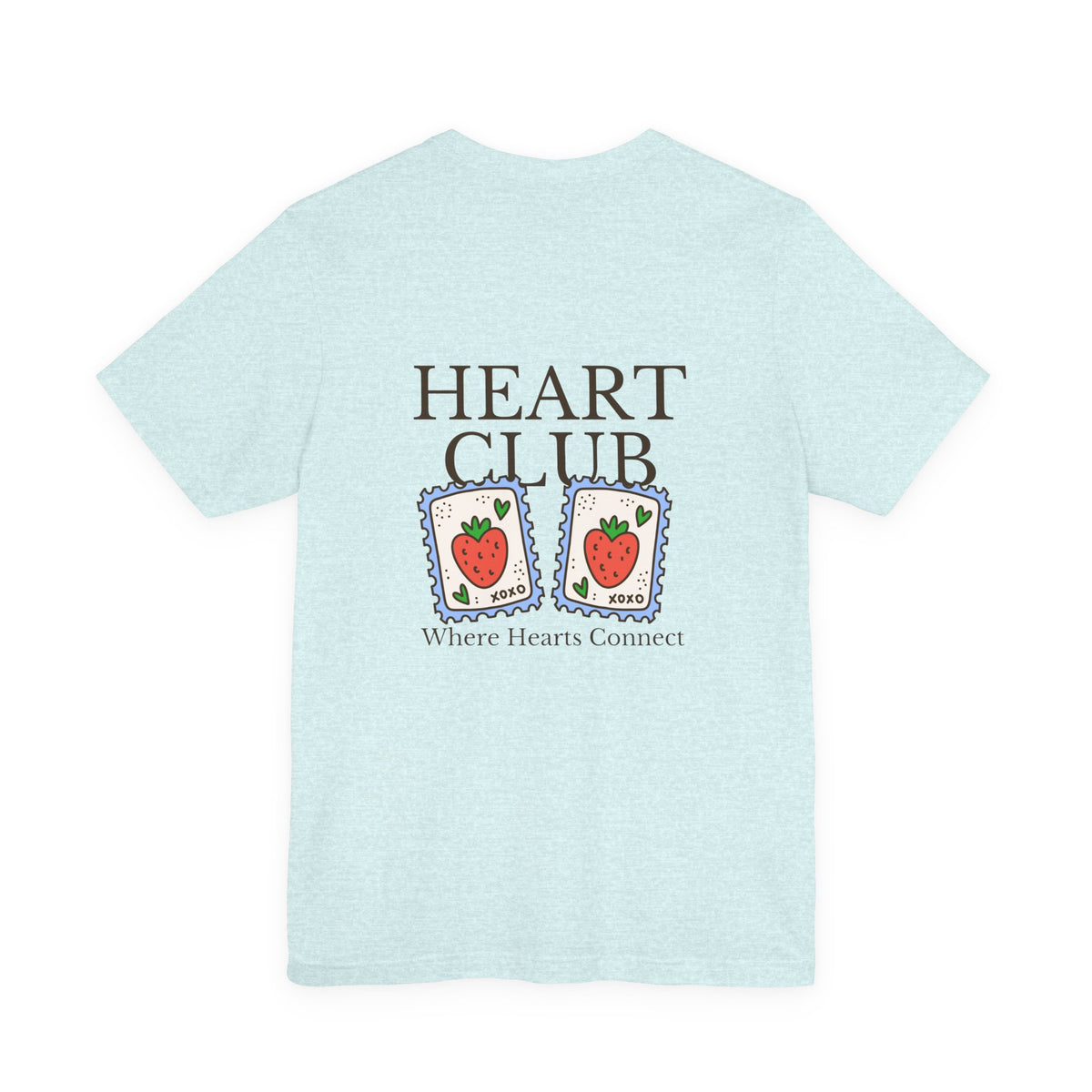Heart Club Tee — Cute Strawberry Stamps Graphic Shirt (Where Hearts Connect)