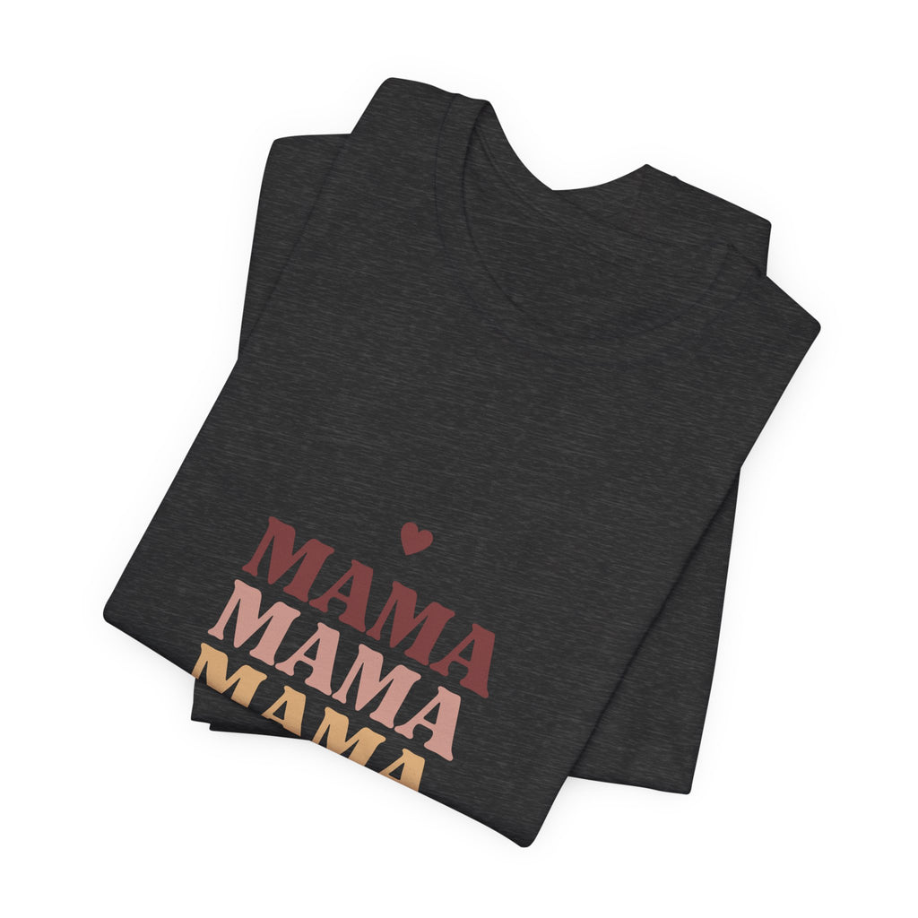 Mama Stack T‑Shirt — Retro Heart Mom Tee for Mother’s Day