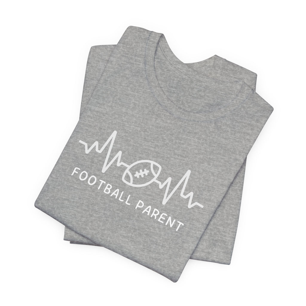 Football Parent T‑Shirt — Heartbeat EKG Football Design for Proud Moms & Dads