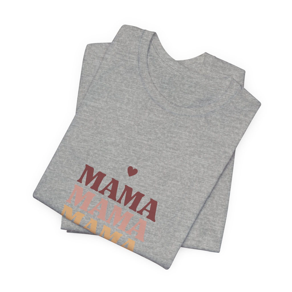 Mama Stack T‑Shirt — Retro Heart Mom Tee for Mother’s Day