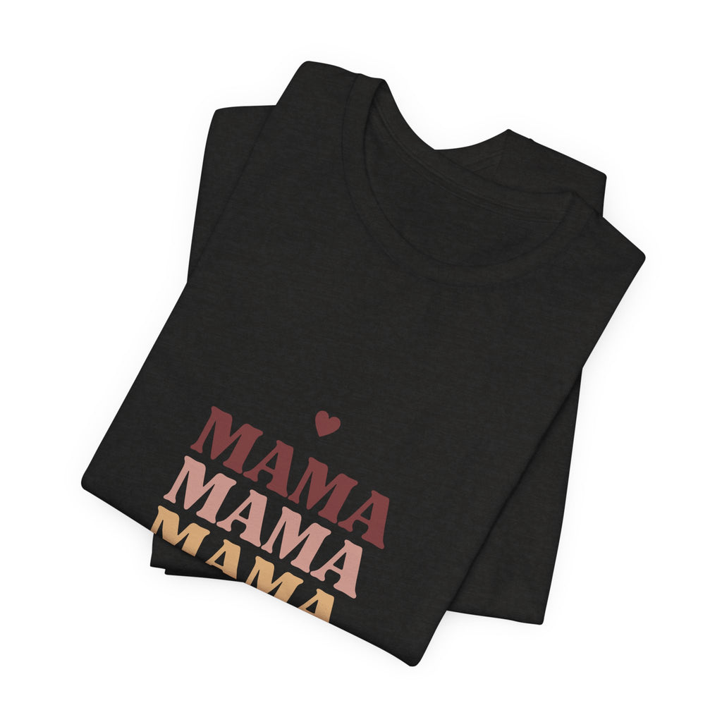 Mama Stack T‑Shirt — Retro Heart Mom Tee for Mother’s Day