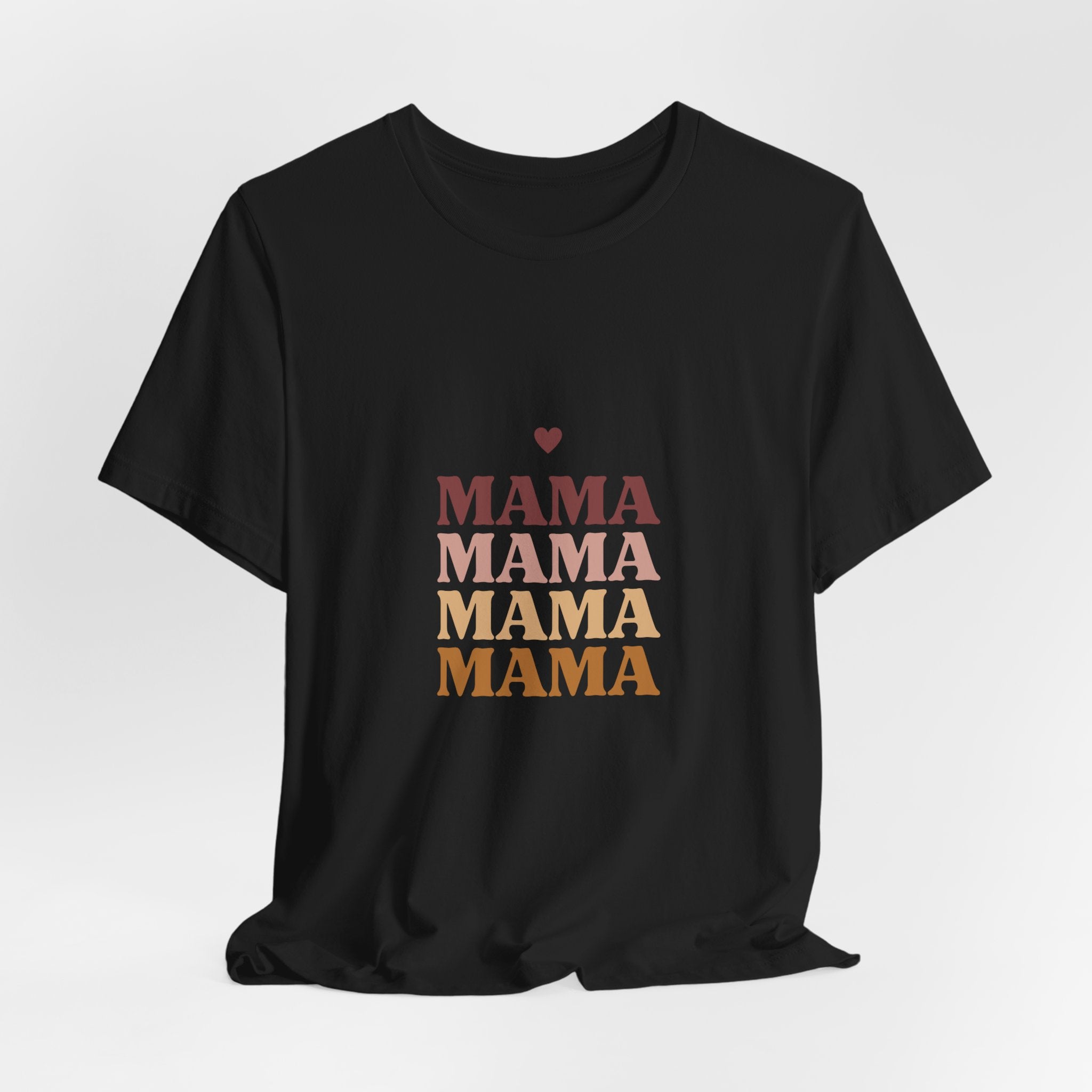 Mama Stack T‑Shirt — Retro Heart Mom Tee for Mother’s Day