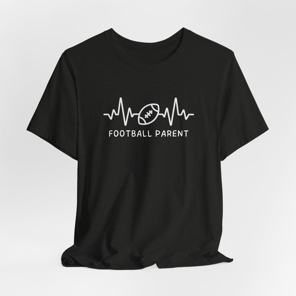 Football Parent T‑Shirt — Heartbeat EKG Football Design for Proud Moms & Dads