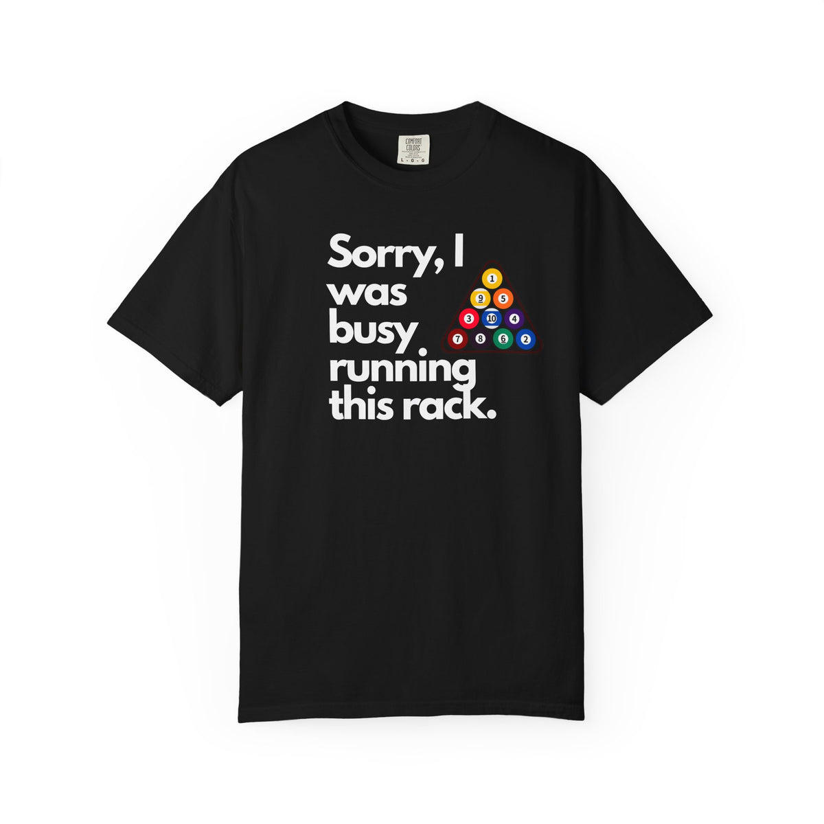 Billiards Triangle Pool Balls Pocket Tee — Colorful Mini Chest Graphic T-Shirt