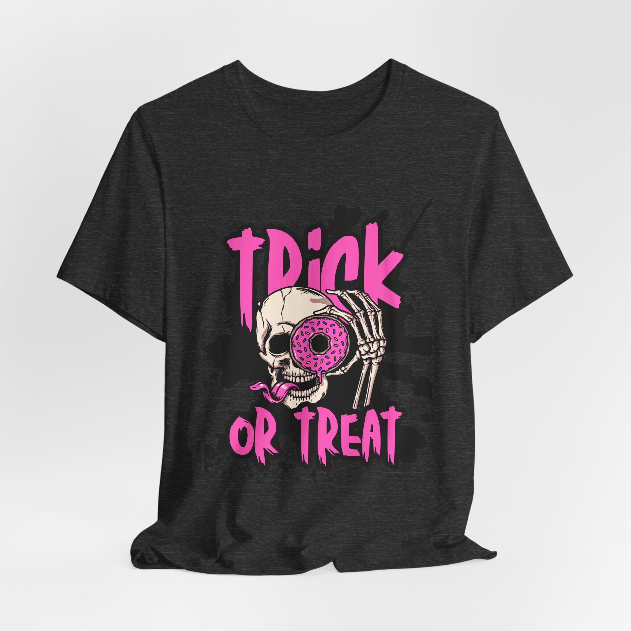Halloween Skull Donut Tee — "Trick or Treat" Graphic T-Shirt