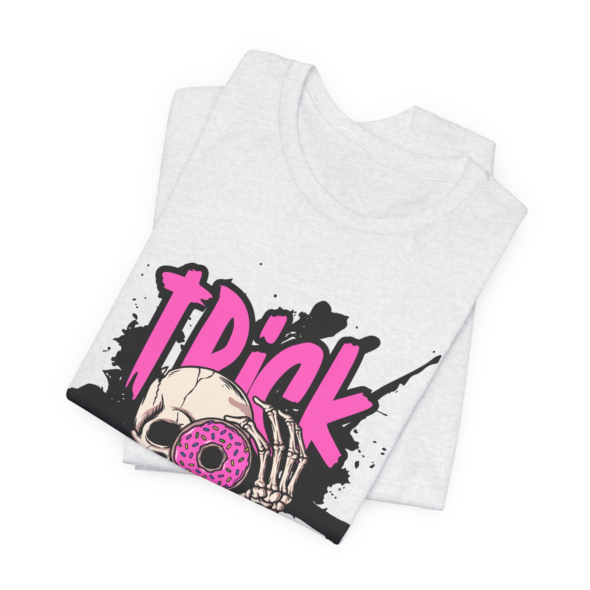 Halloween Skull Donut Tee — "Trick or Treat" Graphic T-Shirt
