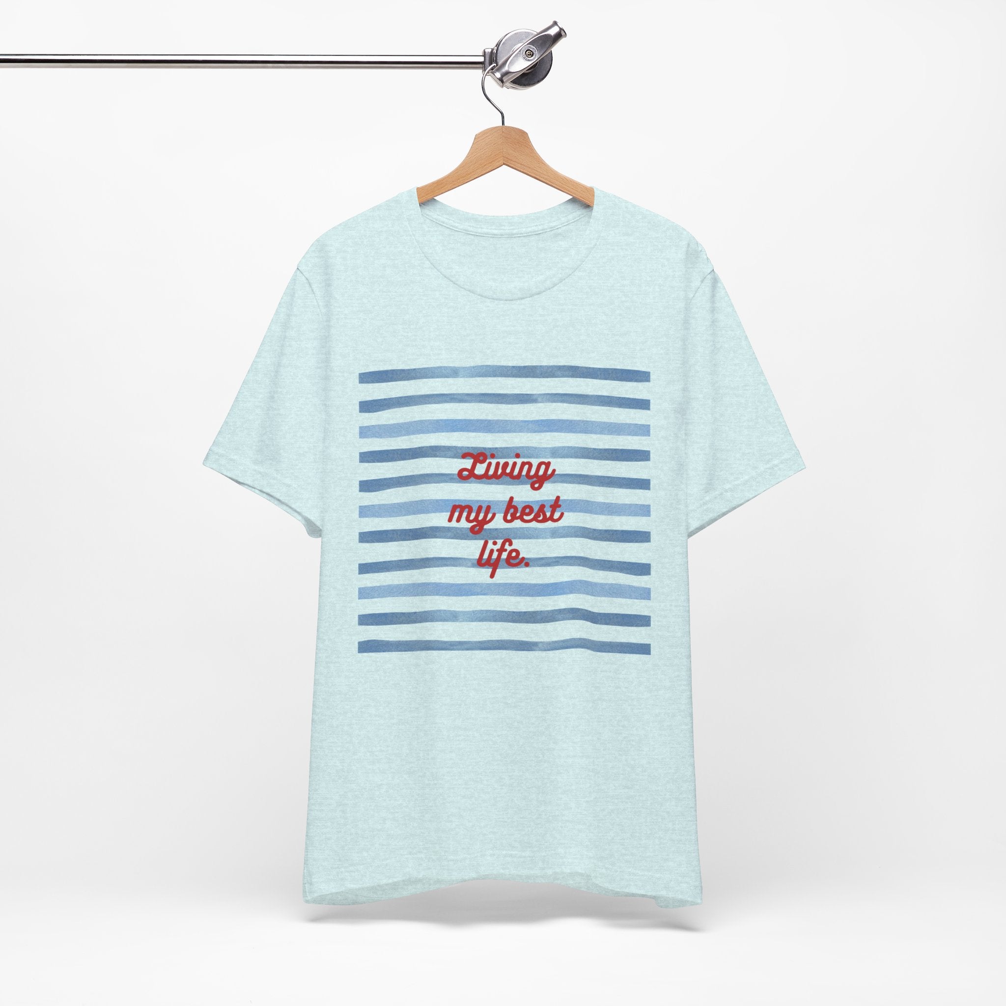 Living My Best Life Tee — Striped Nautical Graphic T-Shirt