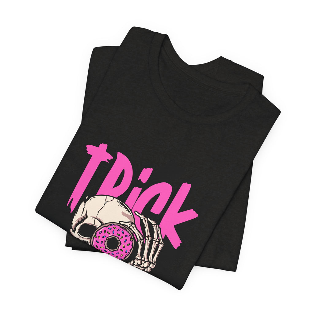 Halloween Skull Donut Tee — "Trick or Treat" Graphic T-Shirt