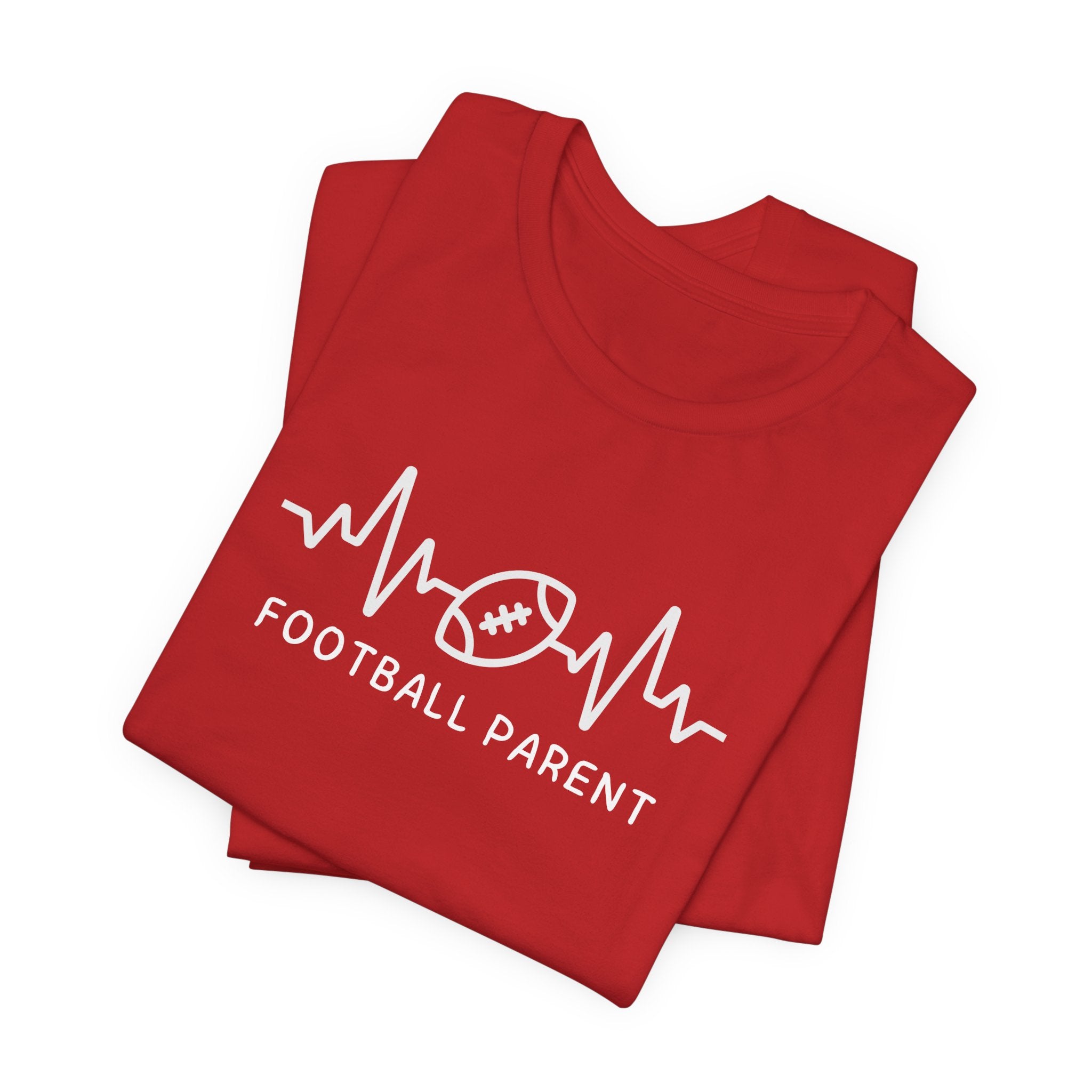 Football Parent T‑Shirt — Heartbeat EKG Football Design for Proud Moms & Dads