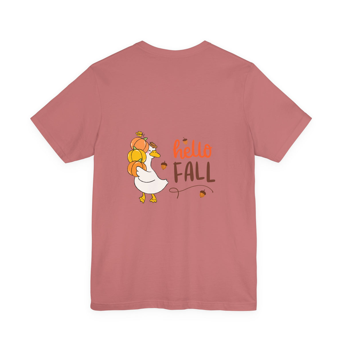 Hello Fall Tee — Cute Goose with Pumpkins Autumn Shirt