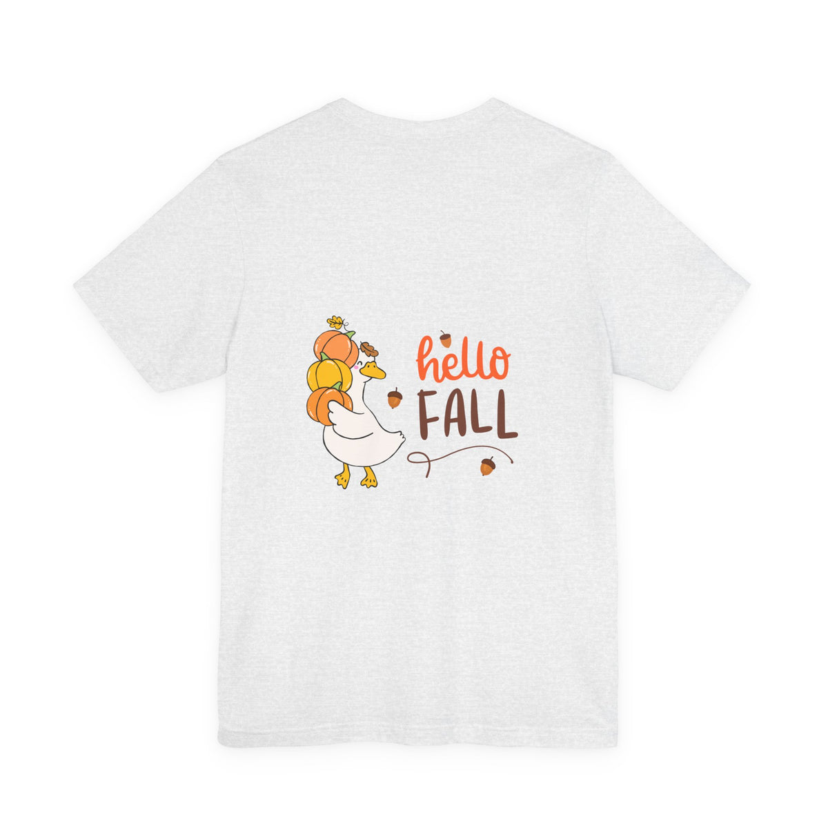 Hello Fall Tee — Cute Goose with Pumpkins Autumn Shirt