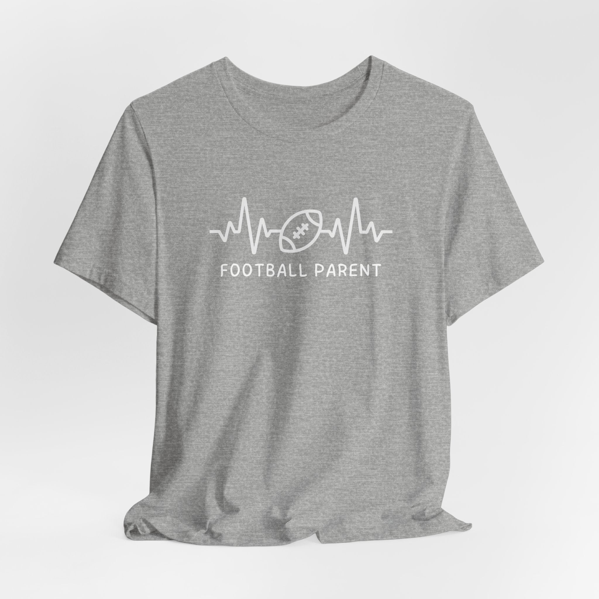 Football Parent T‑Shirt — Heartbeat EKG Football Design for Proud Moms & Dads