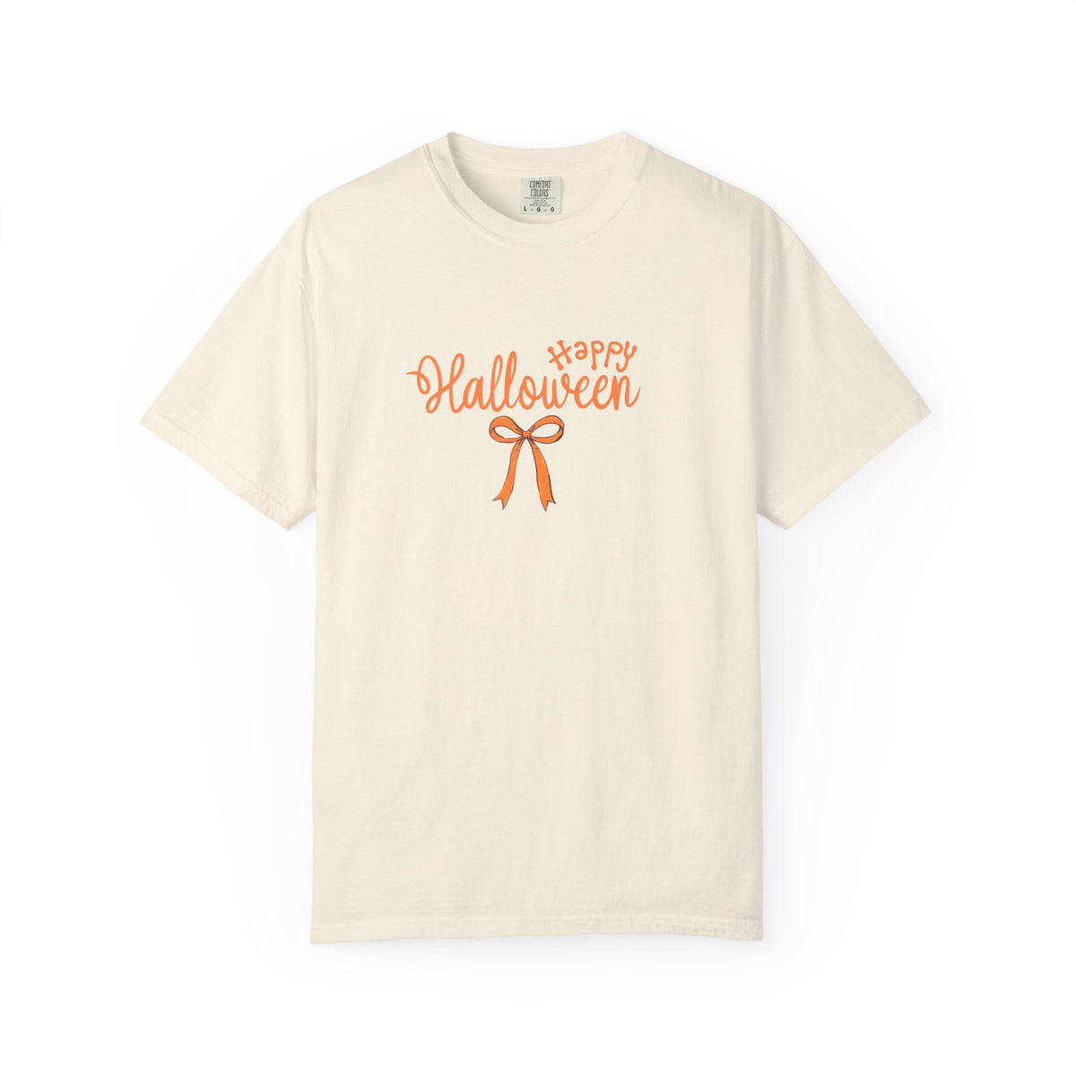Halloween Bow T-Shirt — 'Happy Halloween' Orange Script Tee