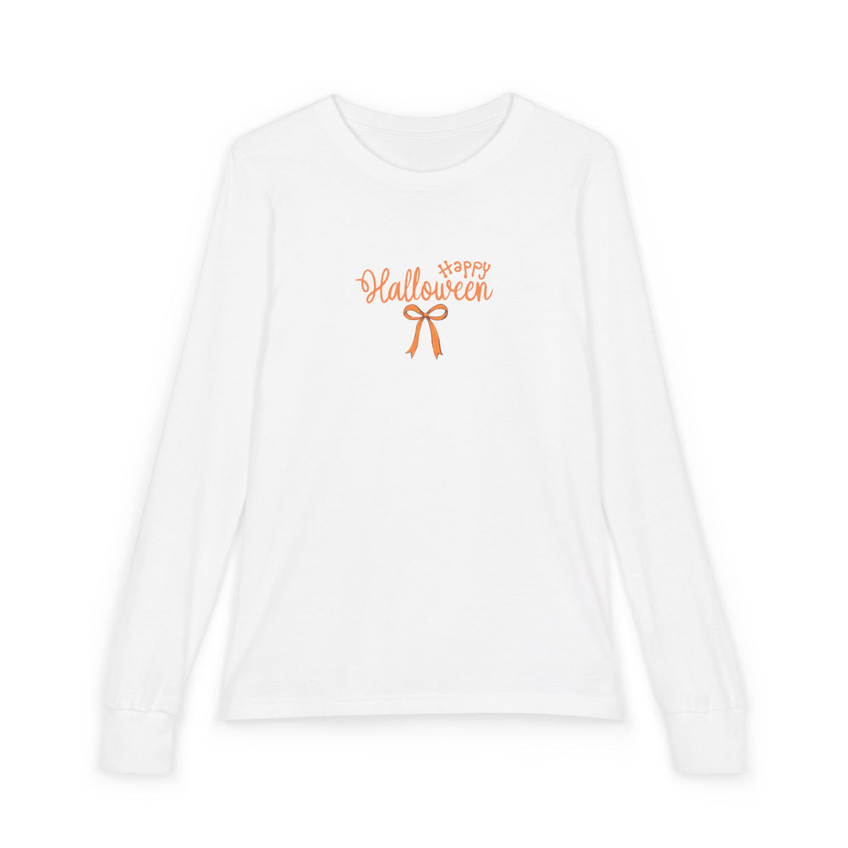 Youth Halloween Long Sleeve Tee — 'Happy Halloween' with Bow