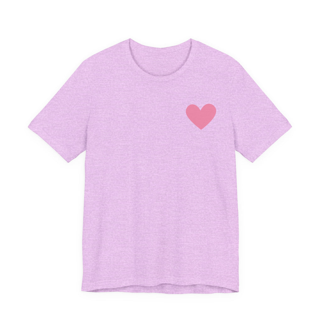 Romance Reader Book Club Tee — Pink Heart Chest & Back Graphic Shirt