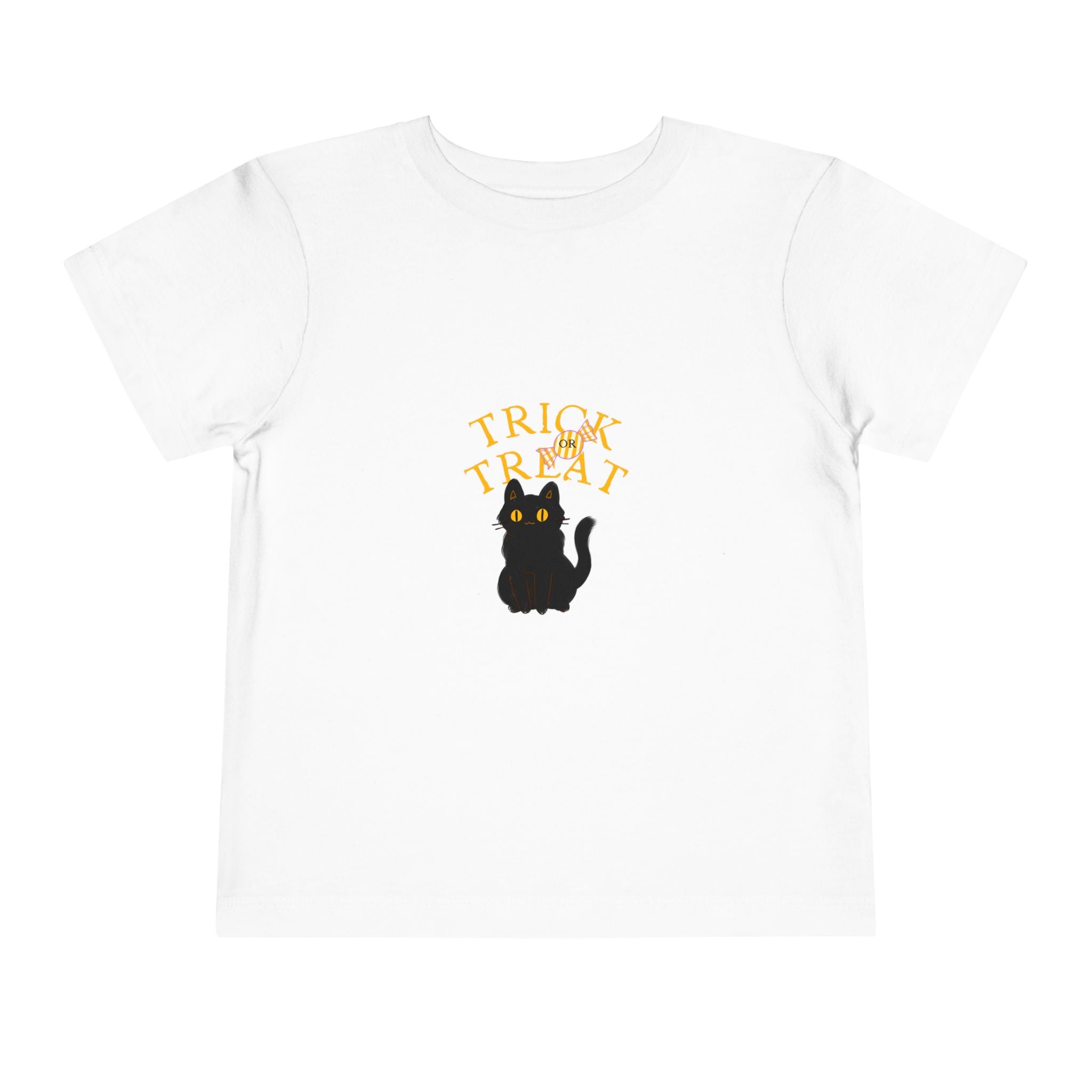 Toddler Tee — "Trick or Treat" Black Cat Halloween Shirt