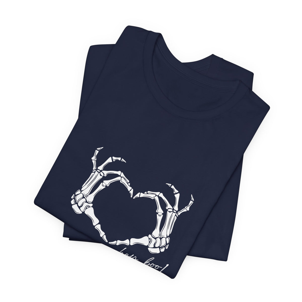 Skeleton Hands Heart T-Shirt — "Hey, Boo!" Gothic Halloween Tee