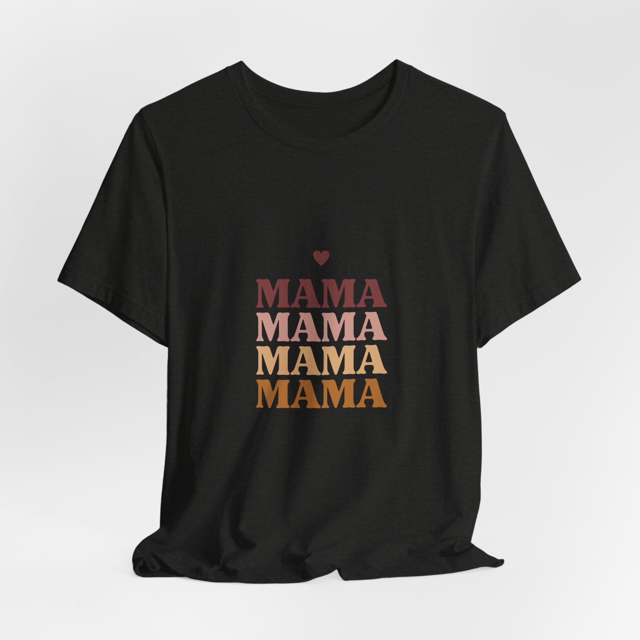 Mama Stack T‑Shirt — Retro Heart Mom Tee for Mother’s Day