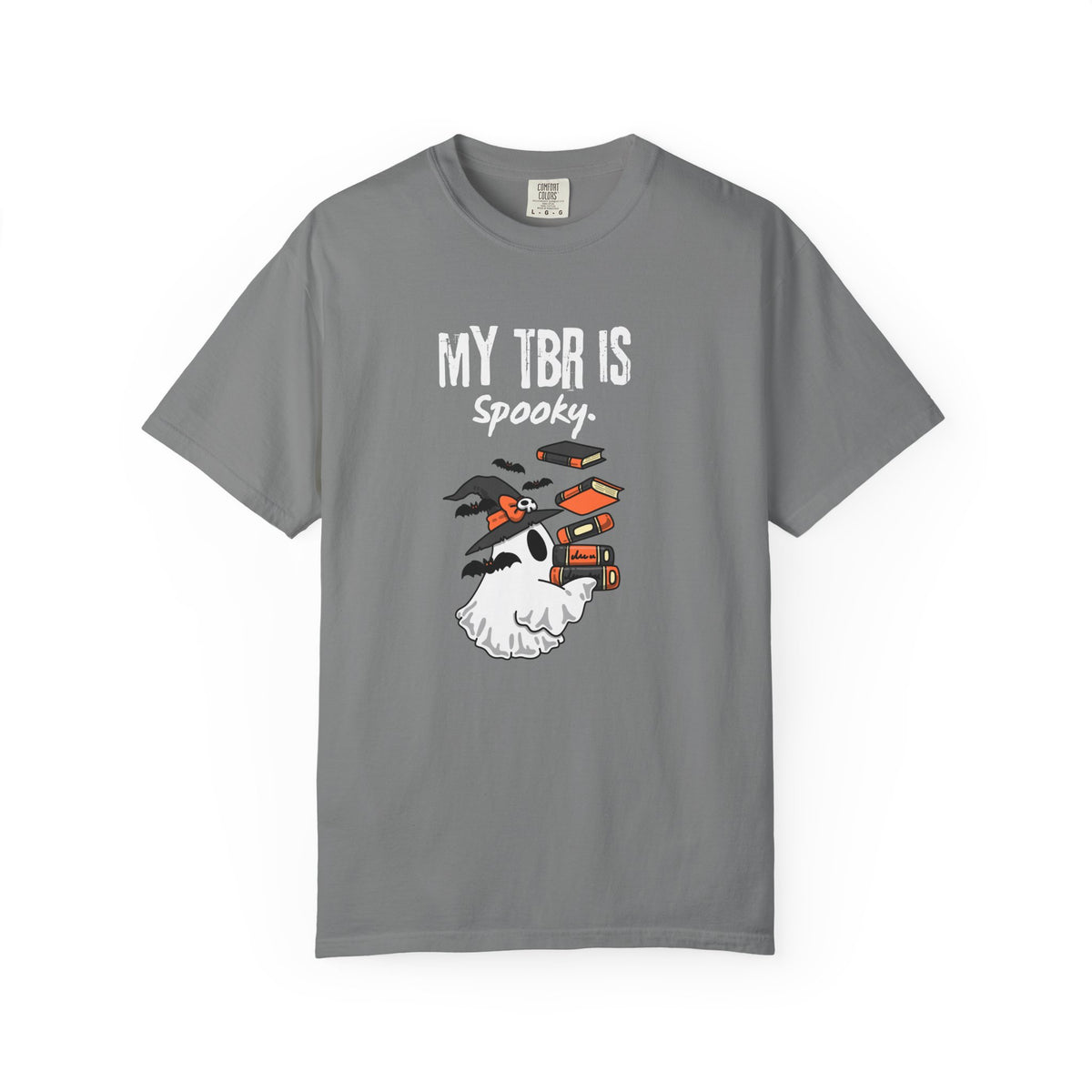 Spooky TBR T-Shirt — Ghost & Stacked Books Halloween Reader Tee