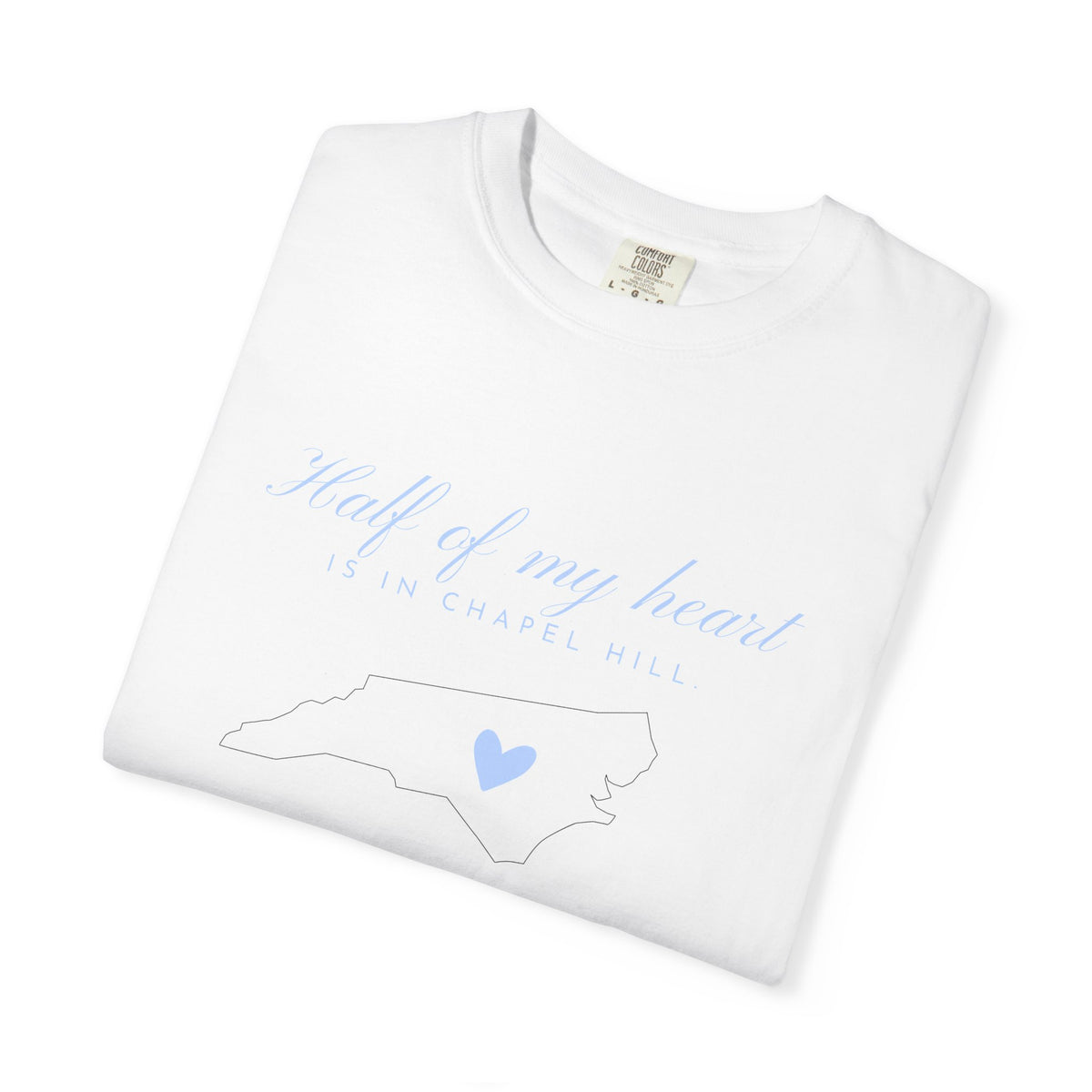 T-Shirt — "Half of My Heart" Light Blue Heart Graphic