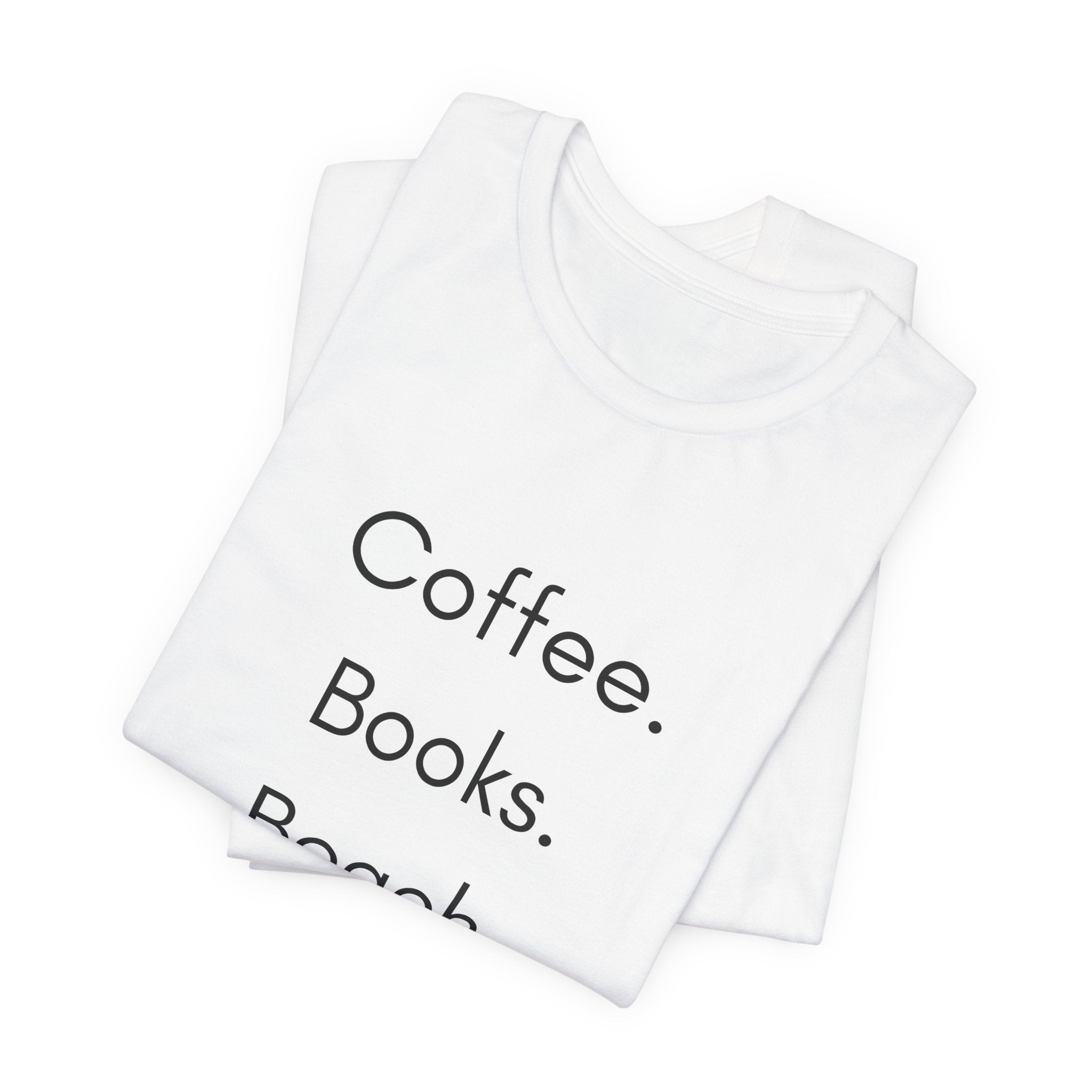 Coffee. Books. Beach. T‑Shirt — Minimalist Literary Beach Tee