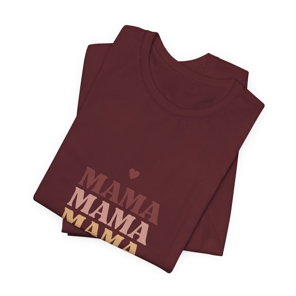 Mama Stack T‑Shirt — Retro Heart Mom Tee for Mother’s Day